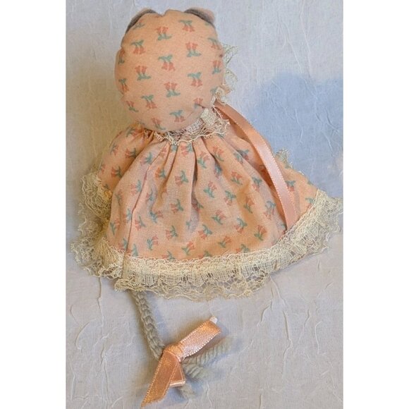 Handmade Granny Mouse Doll Grandma Cloth Cottage Country Core Lace Vtg 5" Tiny - Picture 2 of 14